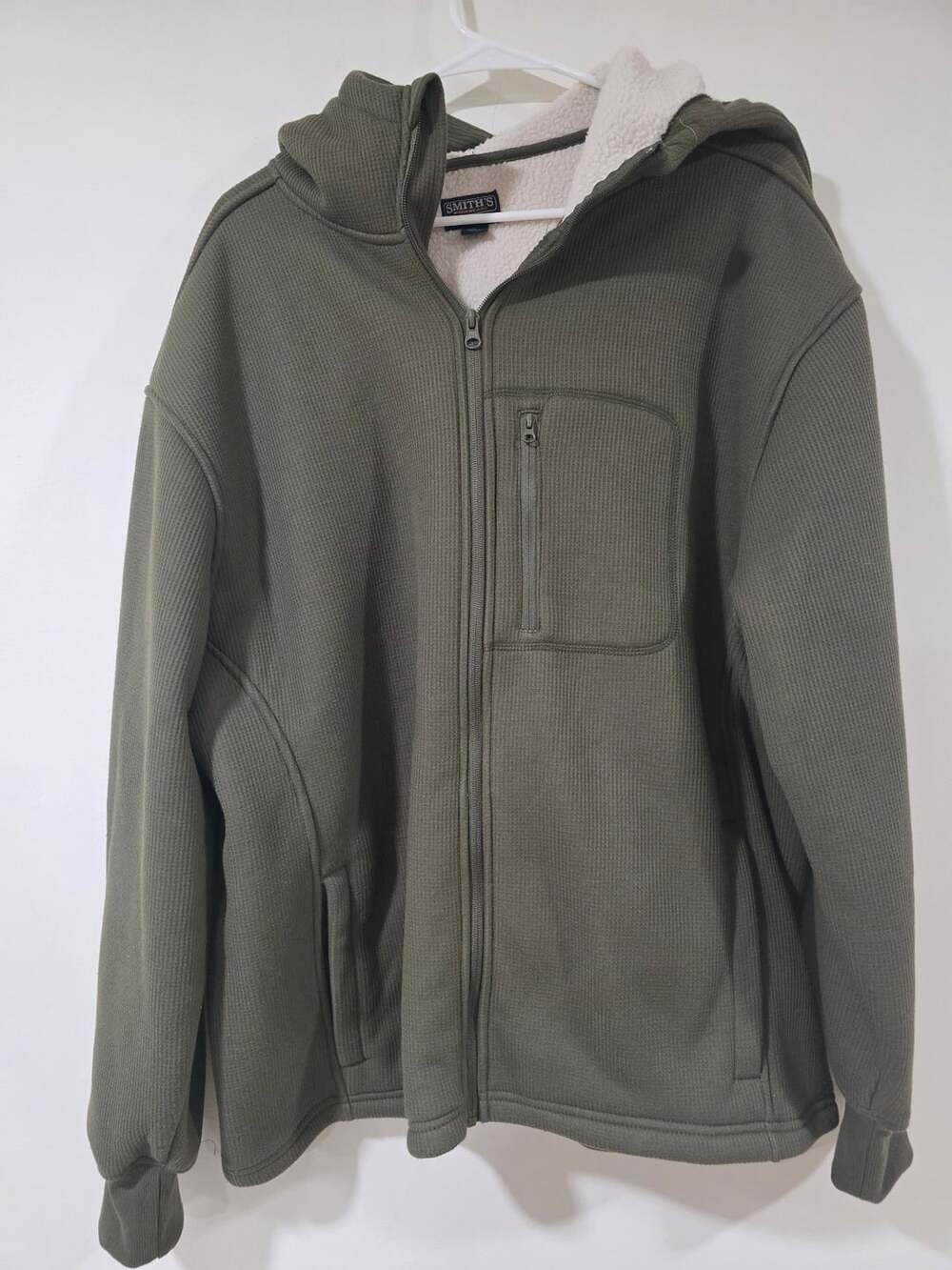 Smith's Workwear Thermal Lined Zip Hoodie Size L Olive Green